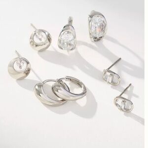 NWT Anthropologie GOLD color  Crystal Loop Earrings, Set of 4